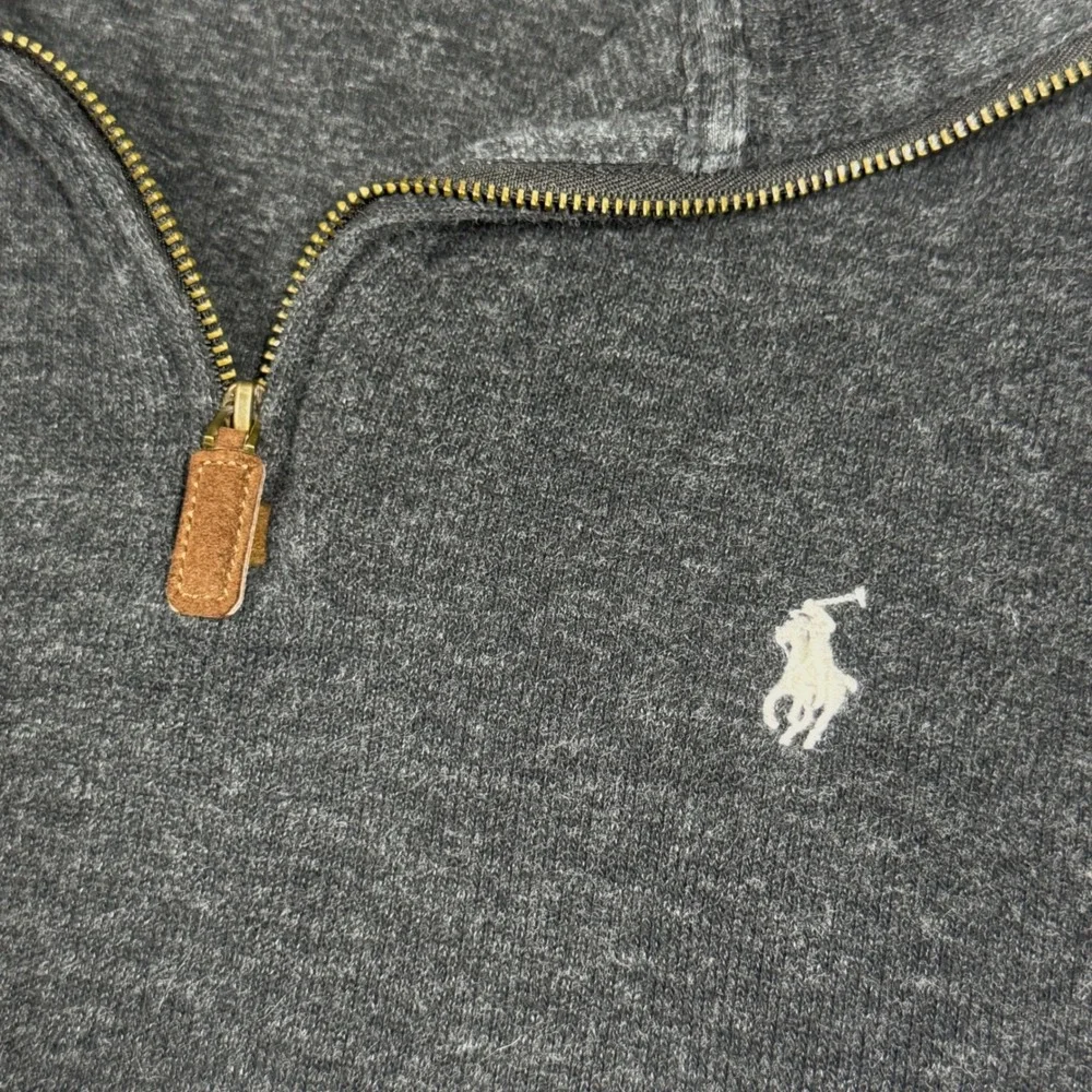 Polo‎ Ralph Lauren Mens Estate-Rib Quarter-Zip Sweater Charcoal Gray Medium